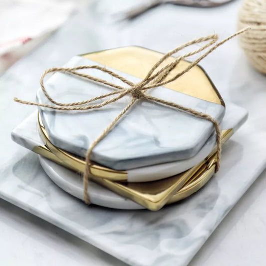 Luxury Gold Marble Coasters - Set of 2